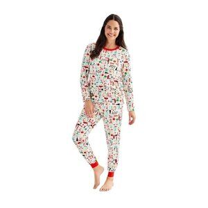 Women's Jammies Your Families Fa La La Pajama Top Jogger Pajama Sets Sz M New